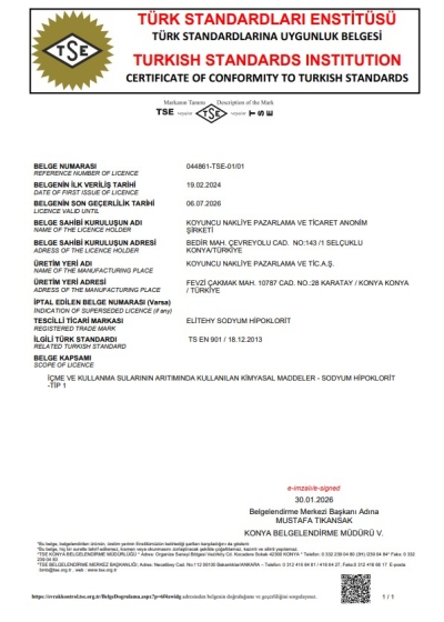 TS EN 901 Koyuncu Kimya - Klor Alkali Üretim Tesisi