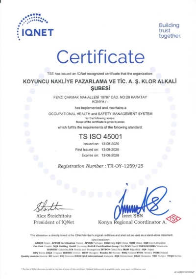 IQ NET TS ISO 45001 Koyuncu Kimya - Klor Alkali Üretim Tesisi