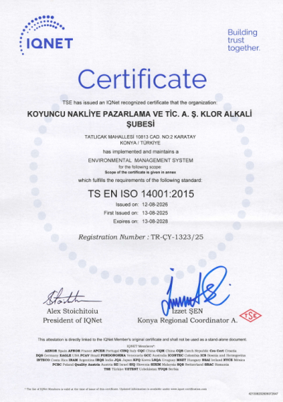IQ NET TS EN ISO 14001 Koyuncu Kimya - Klor Alkali Üretim Tesisi