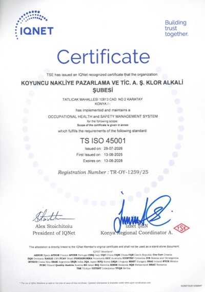 IQ NET TS ISO 45001 Koyuncu Kimya - Klor Alkali Üretim Tesisi